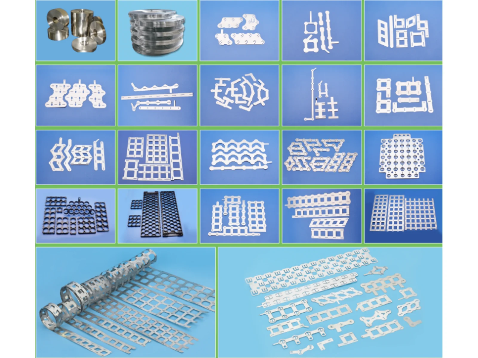 Metal battery holders and fixture parts arranged in a product display