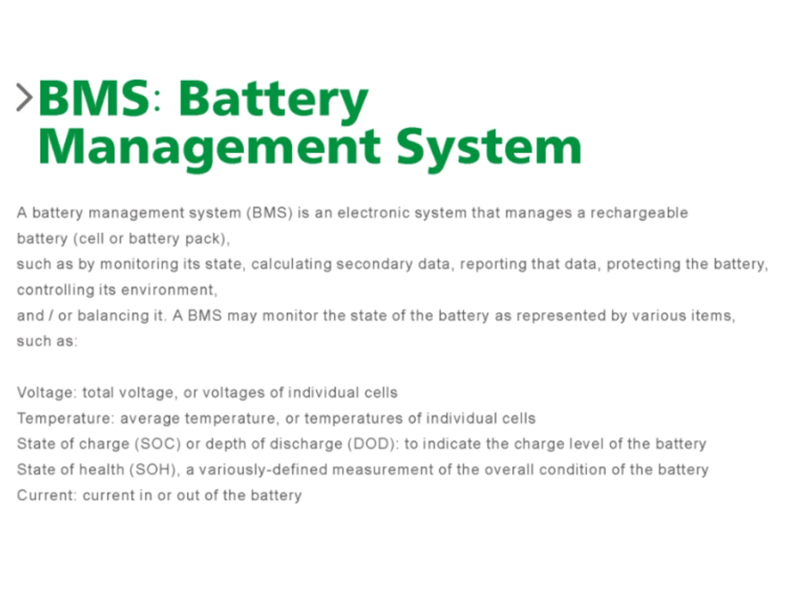 Battery management system overview graphic