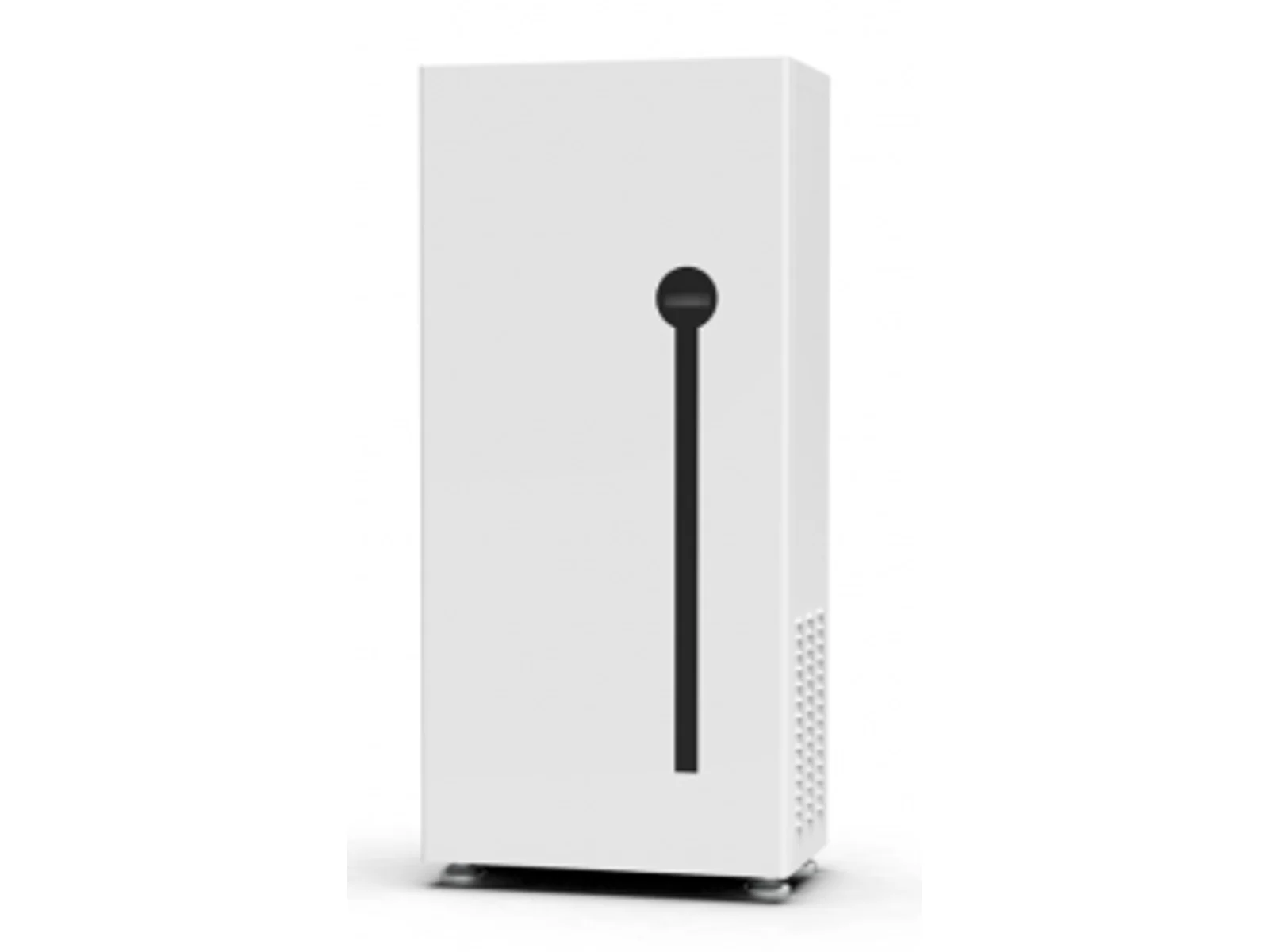 Tall white energy-storage enclosure with a black front indicator strip