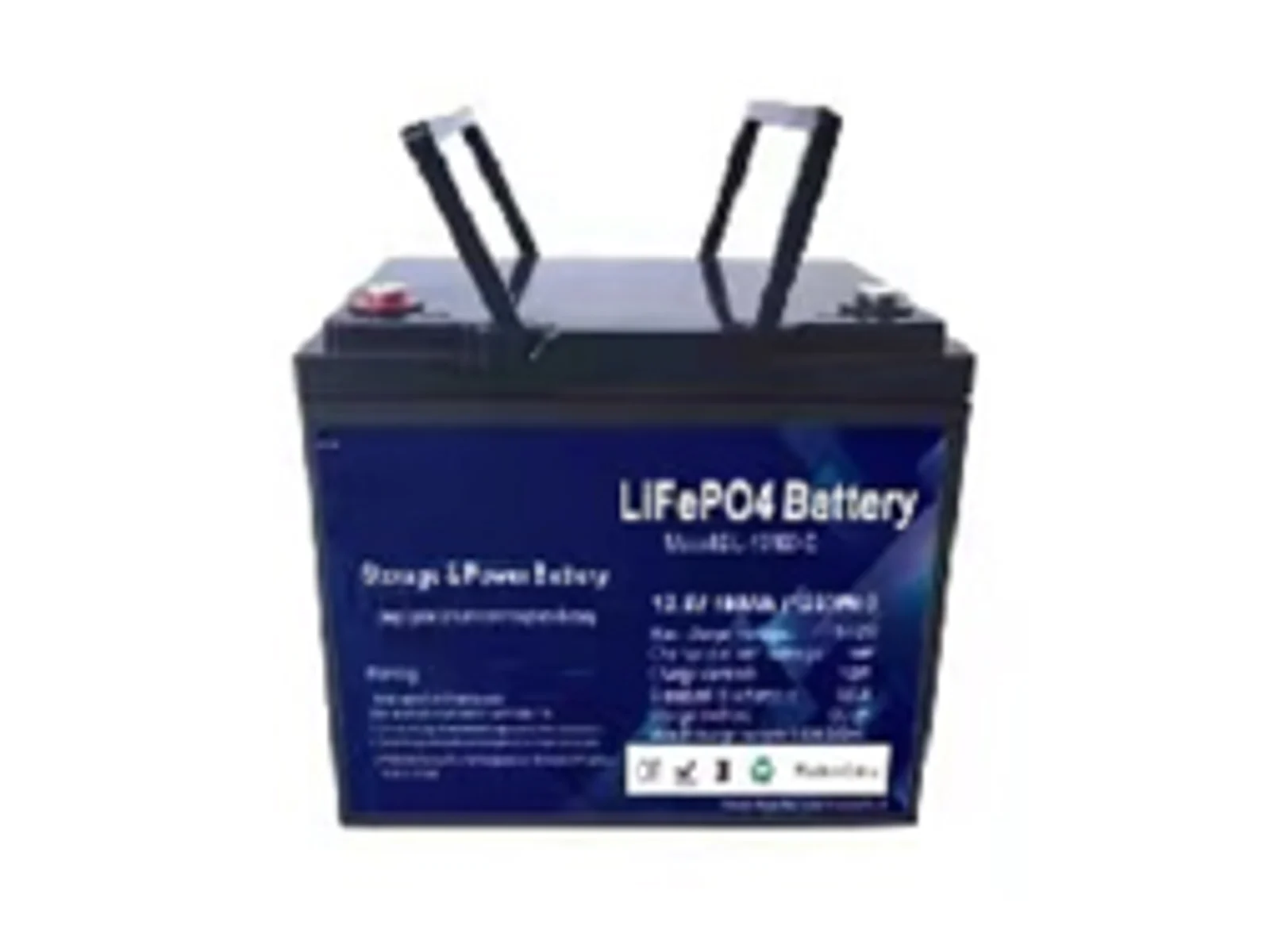 Blue handled LiFePO4 battery in a sealed-lead-acid style enclosure