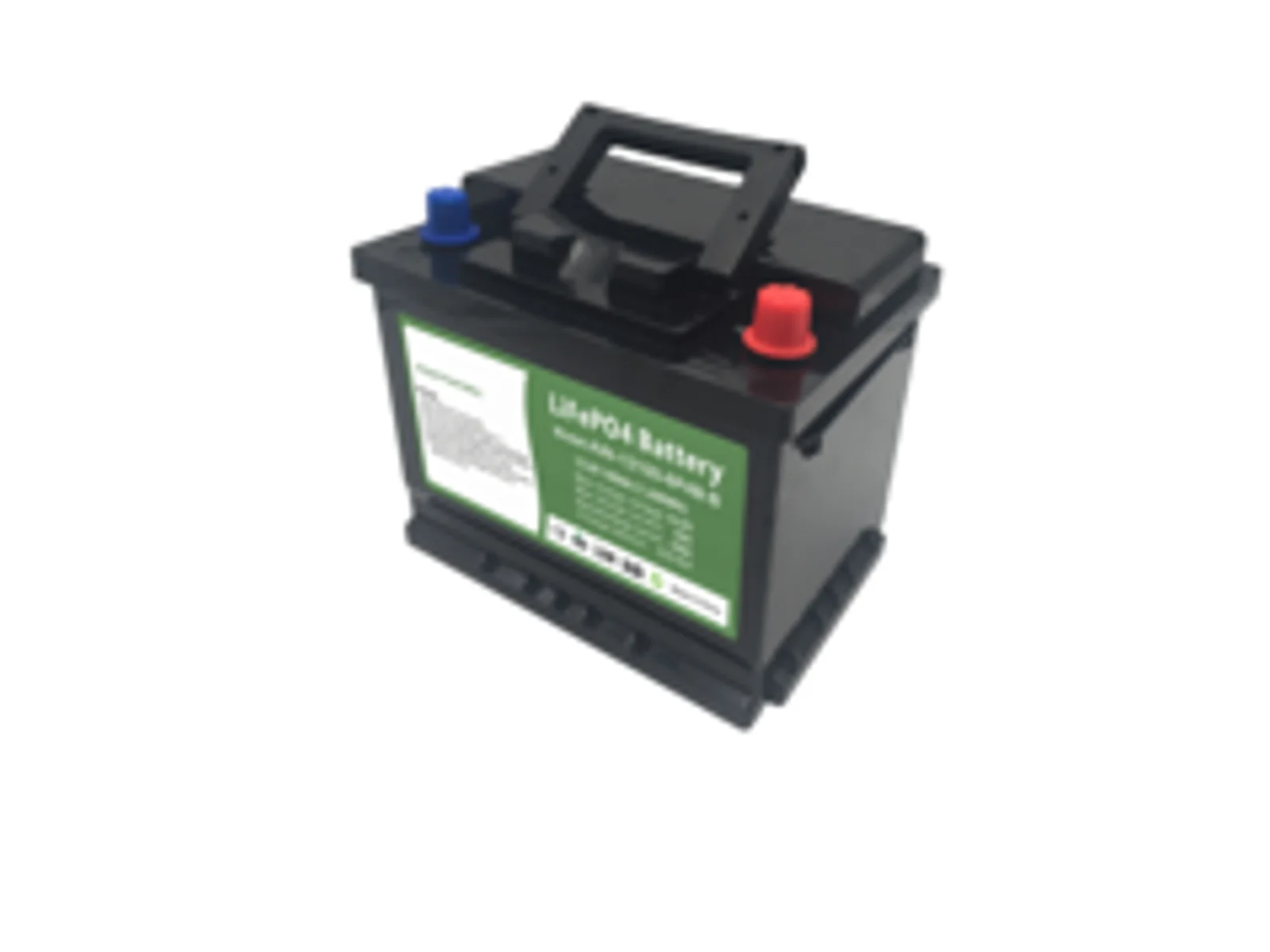 Green-label LiFePO4 battery with a rigid top handle